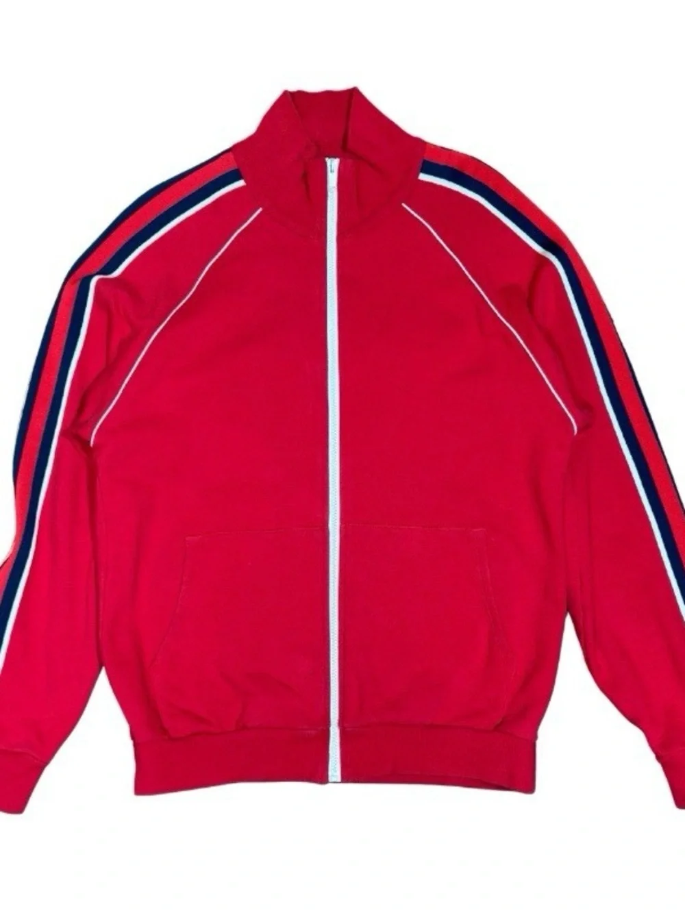 Never worn Gucci Red Track Jacket with Navy & White Stripes in Mens 3XL